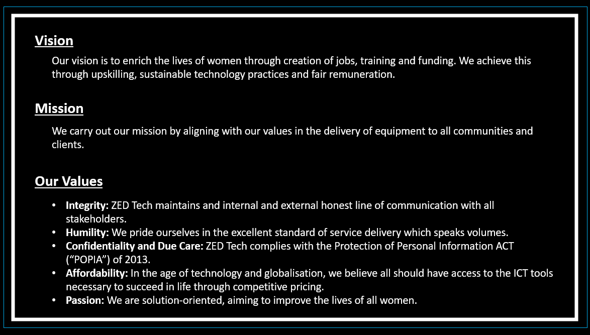 ZED Tech Vision Statement